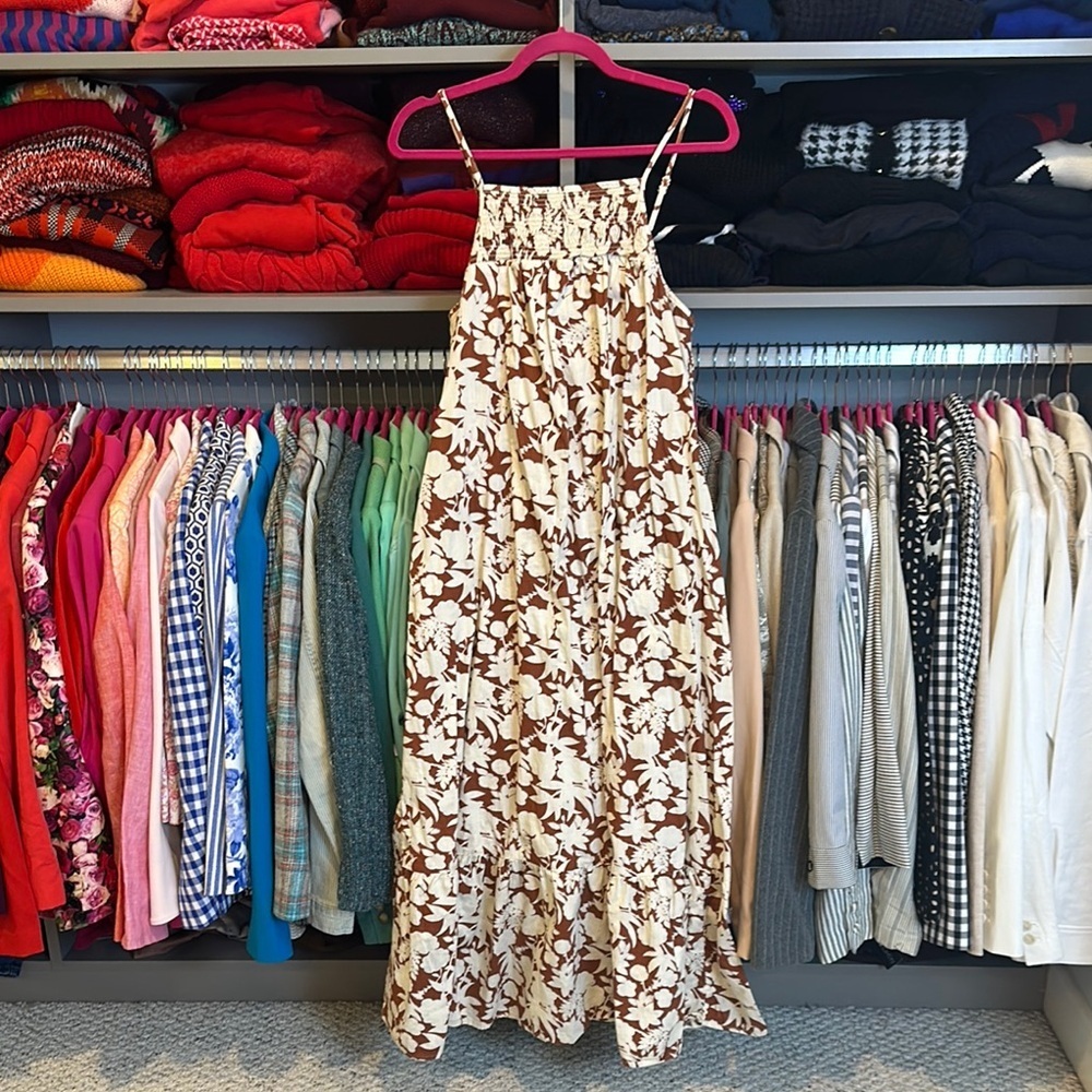Universal Thread white/mauve adjustable straps maxi dress size S